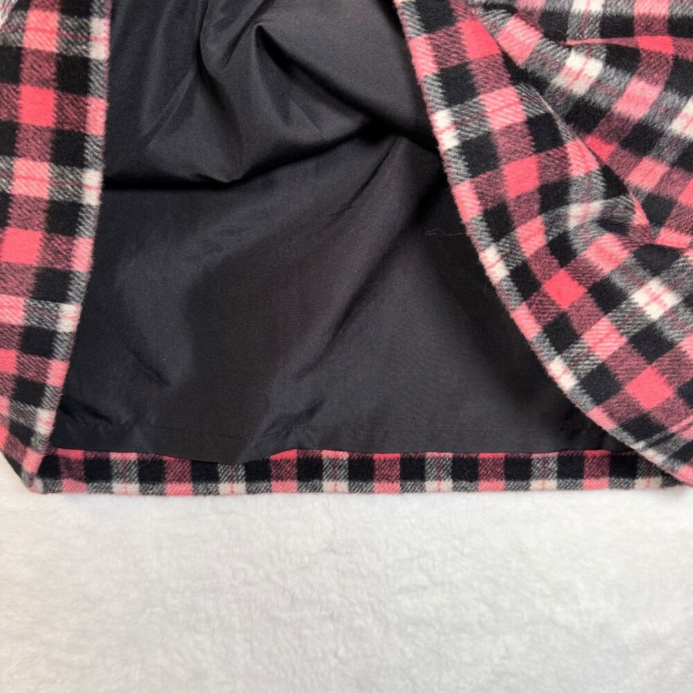 Talbots Pink Black Plaid Straight Skirt Womens Size 10 Wool Blend Faux Leather - Picture 6 of 9